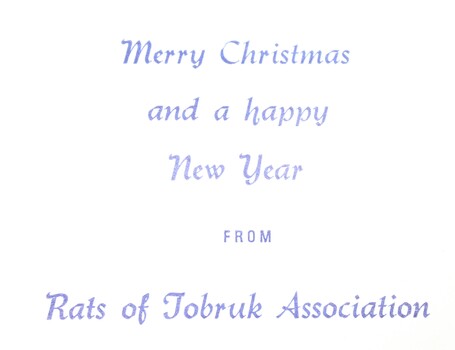 Christmas Card Message printed in blue ink inside the card.
