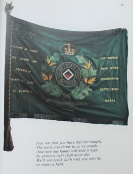 Banner of the 2/23rd Battalion  including names of locations where they served.