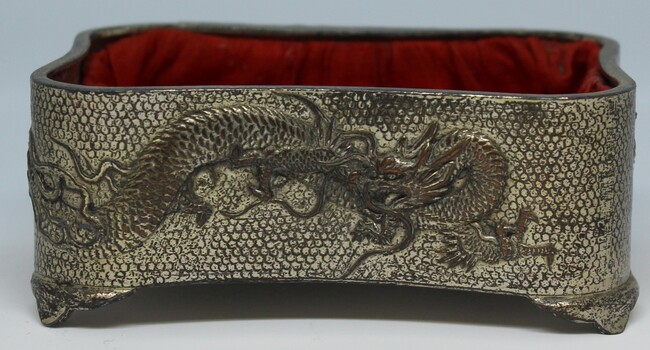 Side view of Jewellery box showing dragon design