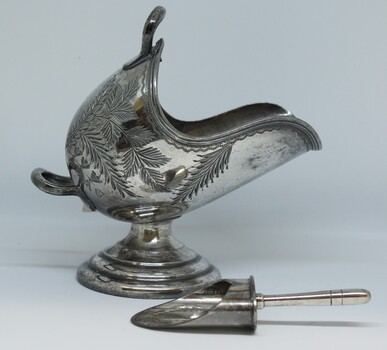 Coal scuttle Sugar Bowl and scoop -  side view