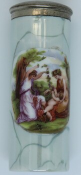 Container with pseudo marble finish and painting