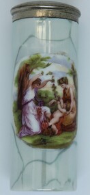 Container with pseudo marble finish and painting