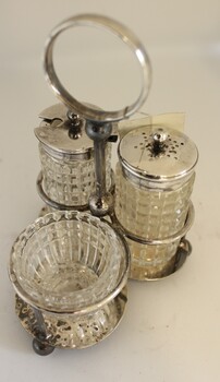 Condiment cruet set View 1 showing vinegar bowl at front