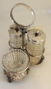 Condiment cruet set View 1 showing vinegar bowl at front
