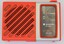Orange plastic and metal Sanyo pocket radio 