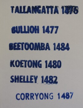 Stamp impressions from the Cudgewa Line 