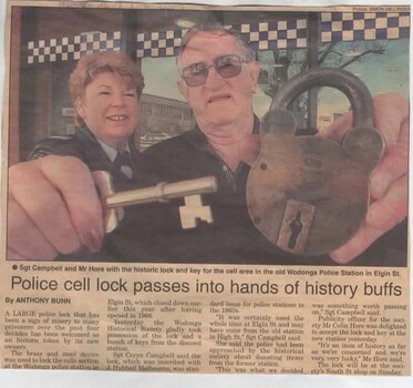 Article from Border Mail undated explaining the background of the keys