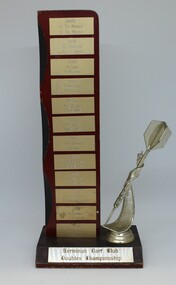 Terminus Dart Club Double Championship Trophy 1985 - 1992 with dart feature at side