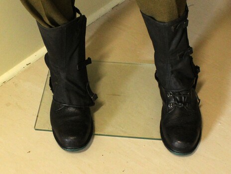 Army shoes and heavy duty canvas gaiters