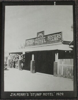 Perry's Junction Hotel including signs for Victoria Bitter and Fosters Lager