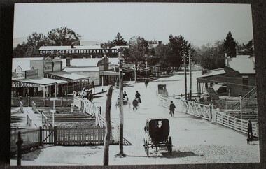 Carkeek's Terminus Family Hotel with horse and buggy in foreground.