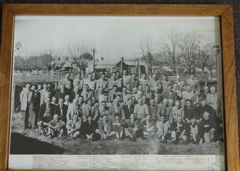 A large group of men attending a function in WOdonga 1955.