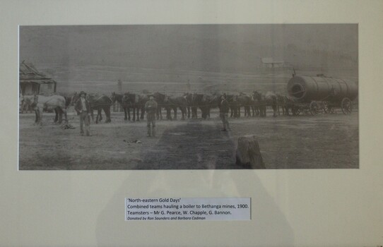 North-Eastern Gold Days with mounting and text describing people in image.