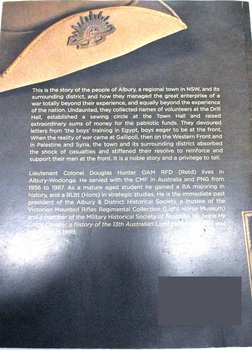 Back cover showing Australian military hat and synopsis of the book.