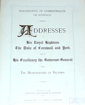 Title page of book with writing in black text.