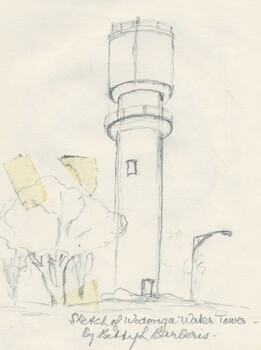 Sketch of the Water Tower by Betty L. Barberis
