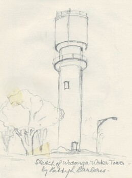 Sketch of the Water Tower by Betty L. Barberis