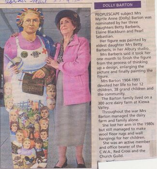 Article From the "Border Mail" featuring the artist, Betty L. Barberis with the portrait