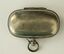 Closed silver case with fob attachment