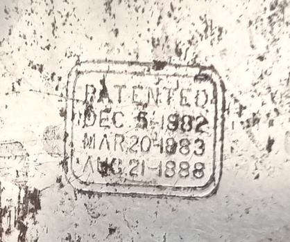 Patent information engraved on plate of machine