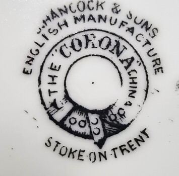 Makers mark of Hancock and Sons from Stoke on Trent underneath plate