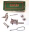 Box and several of the accessories available including bobbin cases, screwdrivers and different feet attachments.