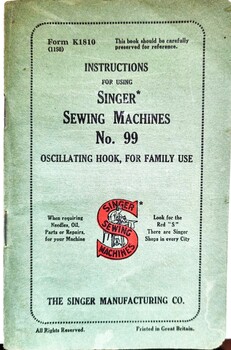 Singer Sewing Machine No. 99 Instruction Manual featuring the Singer logo.