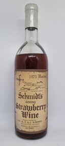 A bottle of Schmidt's Strawberry Wine from their 1975 harvest