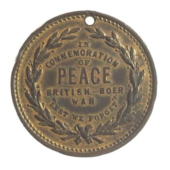 Reverse side of medallion in commemoration of peace