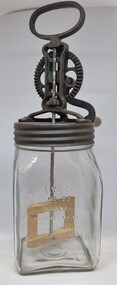 Dazey glass bottle churn with metal mechanism and paddle