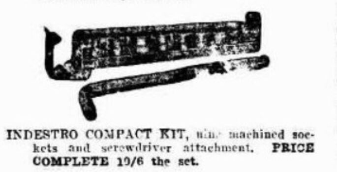Indestro Advertisement for a compact socket kit from 1929
