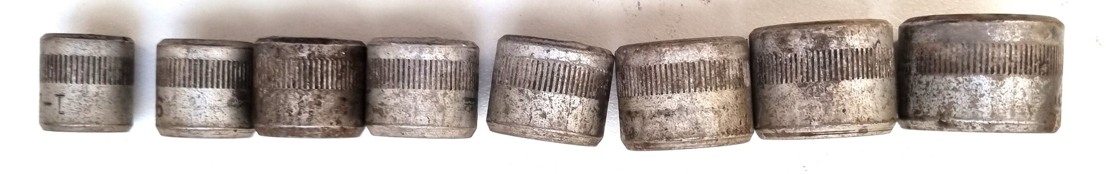 Set of 8 sockets in graduated sizes.