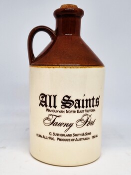 A brown and beige  All Saints' Tawny Port Wine Jug