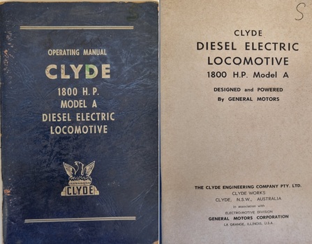 Manual and front page for the diesel electric locomotive Clyde 100 HP Model A 