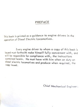 Preface of manual showing instructions to engine drivers.