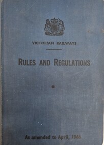 Manual - Victorian Railways Rules and Regulations, VLine, 1990s