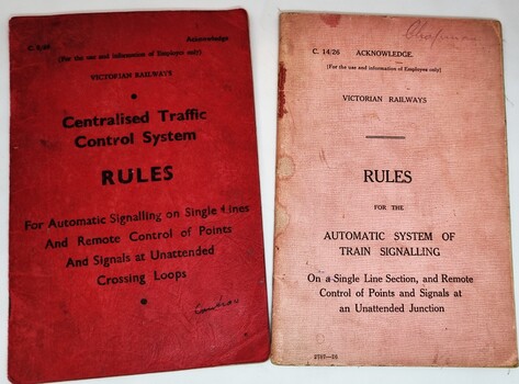 Traffic control and signals manuals for unattended Junctions and Crossing loops