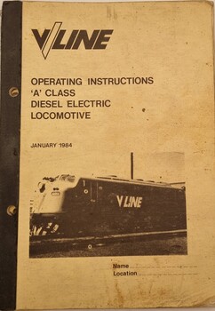 Cover of Operating Instructions manual for A Class diesel electric locomotives featuring image