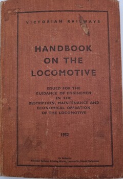 Front cover of Handbook on the Locomotive 1952 with black text
