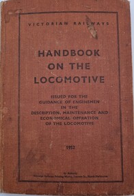 Front cover of Handbook on the Locomotive 1952 with black text