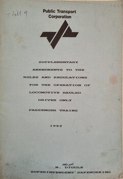 Cover page to Supplementary Guide including Public Transport Corporation Logo