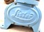 Blue base of separator showing Lister brand name  imprinted on the side. The side panel is attached by screws