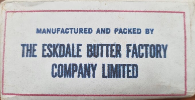 Side view of wrapper from the Eskdale Butter Factory