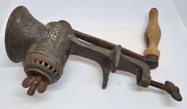 Universal Food Chopper showing company imprinted on side