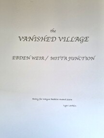 Booklet - The Vanished Village - Ebden Weir / Mitta Junction, 2004