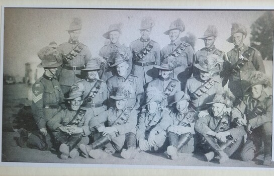 Black and white photo of members of the Bethanga LIght Horse