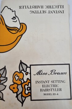 Front cover of instruction booklet for the "Miss Braun" Hairstyler