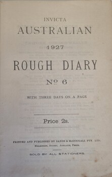 Title page of Diary showing volume information and publishing details