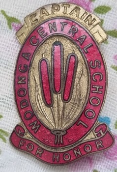 Maroon and gold School Captain's badge