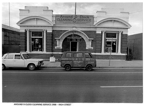 Company van in front of business premises 